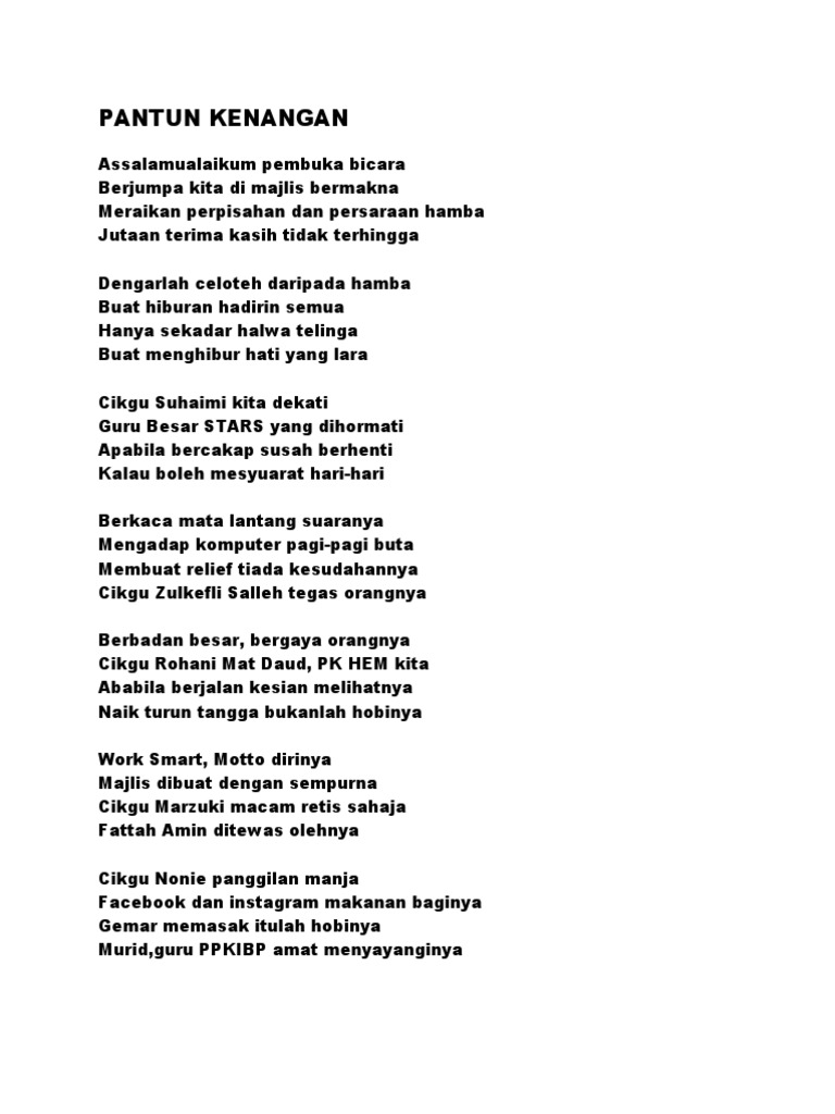 Pantun Kenangan Pdf