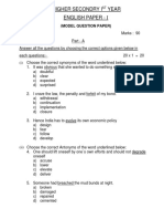 English Paper I 11th Model Question Paper