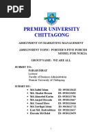 Premier University Chittagong: Assignment Topic: Porter'S Five Forces Model For Nokia