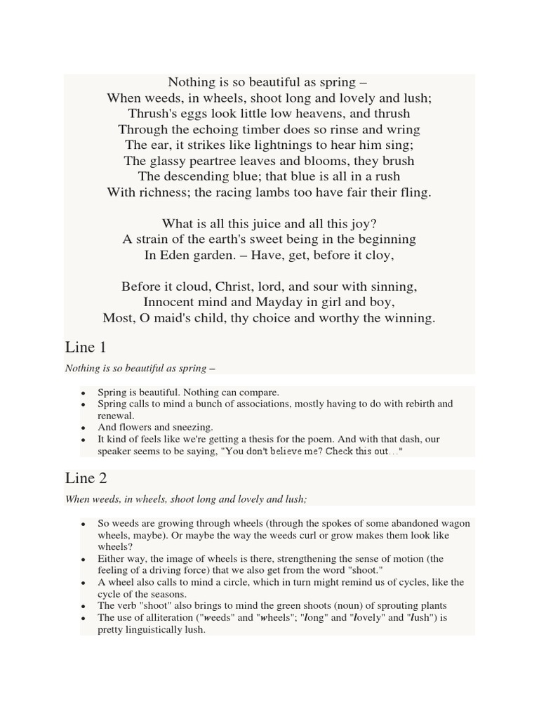 Spring Gerard Manley Hopkins Heaven Sin