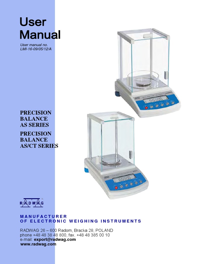 User Manual for Precision Balances AS Series Precision Balance and AS