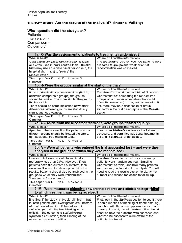 Critical Appraisal of Therapy Trials | PDF | Confidence Interval | Medicine
