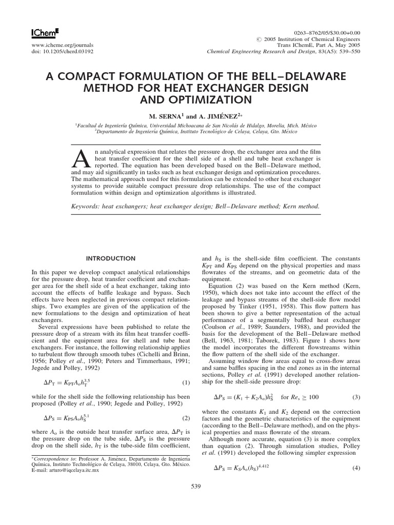 Method Bell Delaware | PDF | Fluid Dynamics | Heat Exchanger
