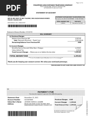 Phone Bill(PLDT)