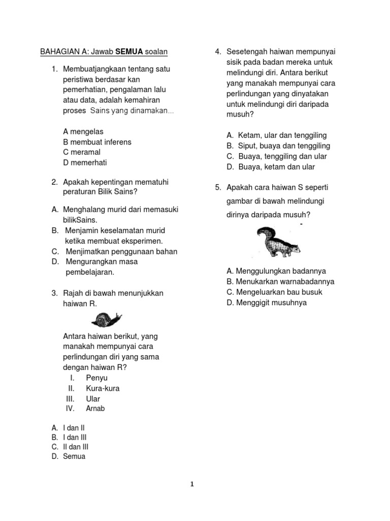 Soalan Sains Tahun 5 Pdf
