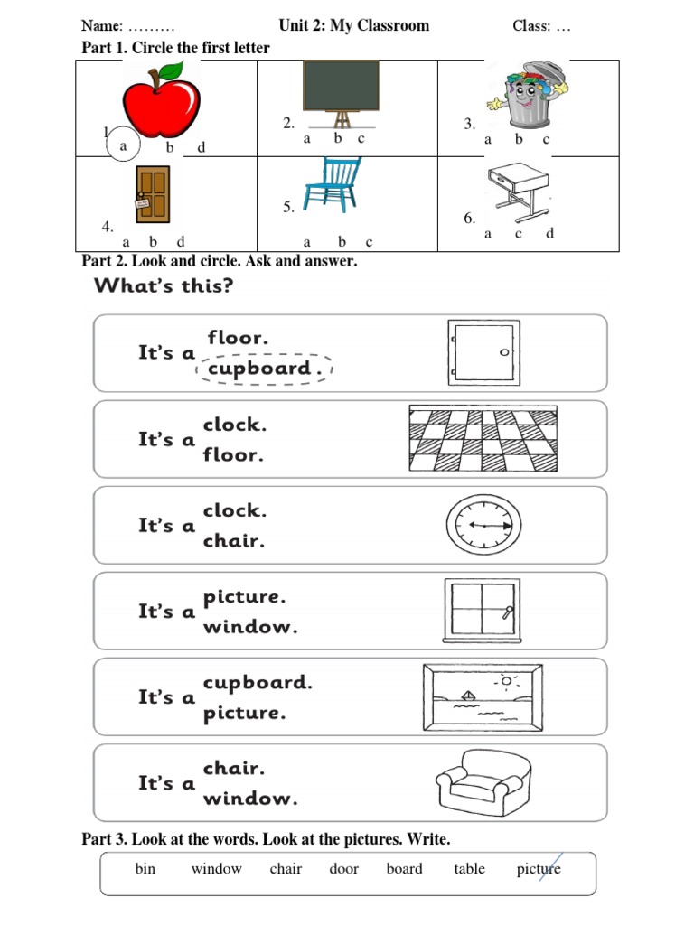 Unit 2 My Classroom Test 2 | PDF