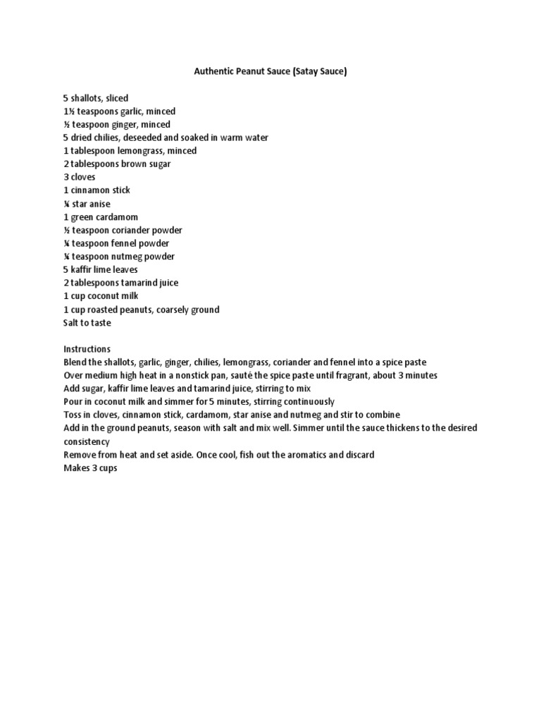 Peanut Sauce PDF Ginger Garlic