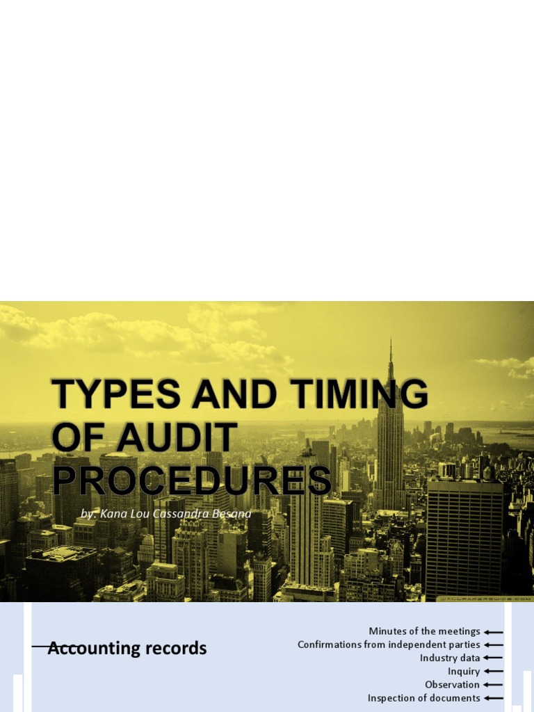 Types and Timing of Audit Procedures Audit Financial Audit