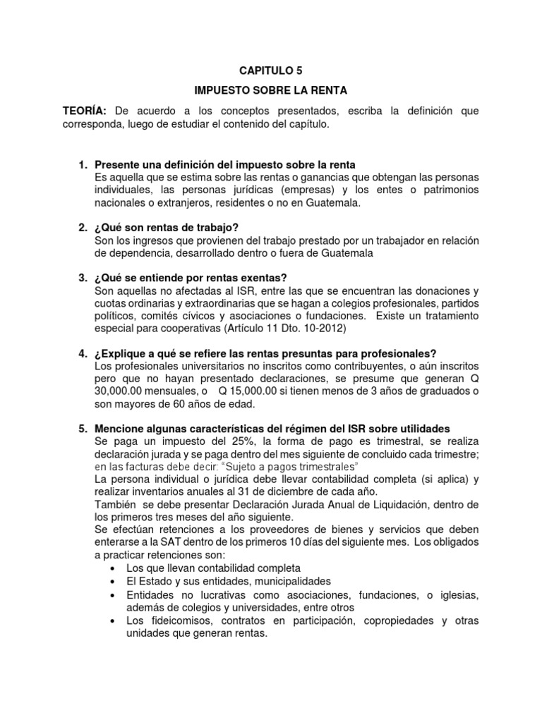 Guía del ISR en Guatemala | PDF | Impuesto sobre la renta | Impuestos