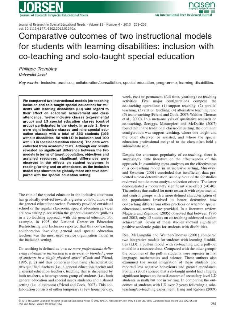 Article 1 Special Education Inclusion (Education)