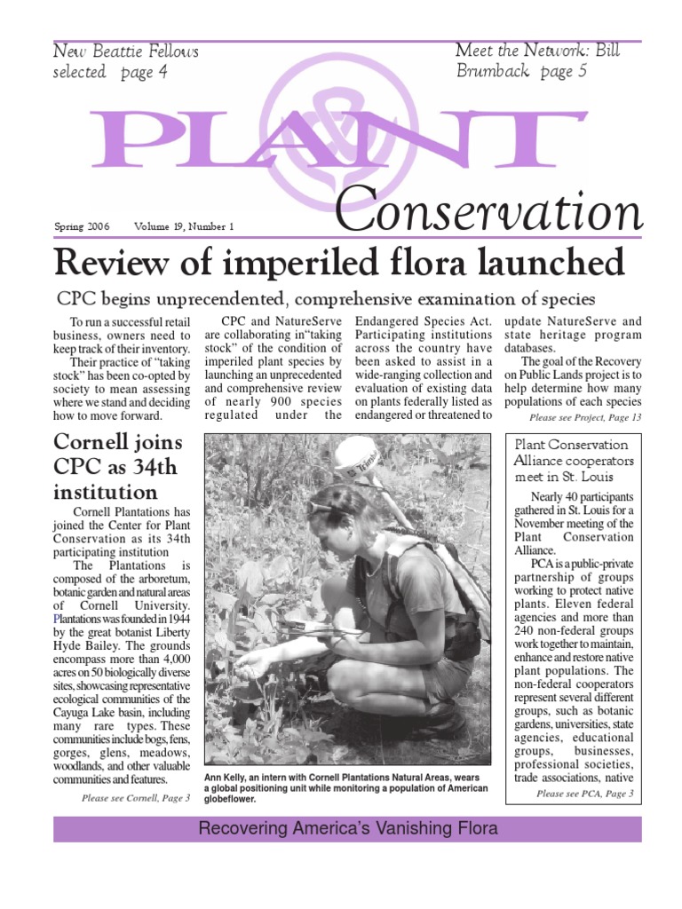 Plant Conservation Network Update | PDF | Invasive Species | Evolution