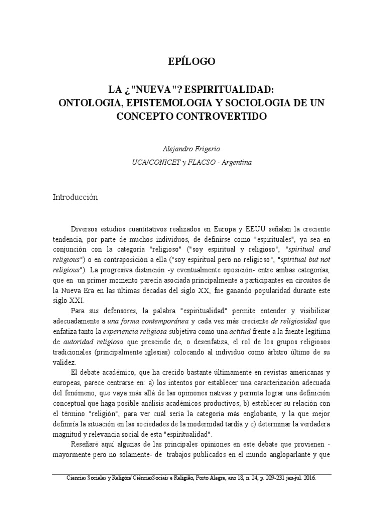 Frigerio Espiritualidad Concepto Controvertido 2016 | PDF | Nueva era ...
