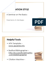 Apa Citation Style: A Seminar On The Basics