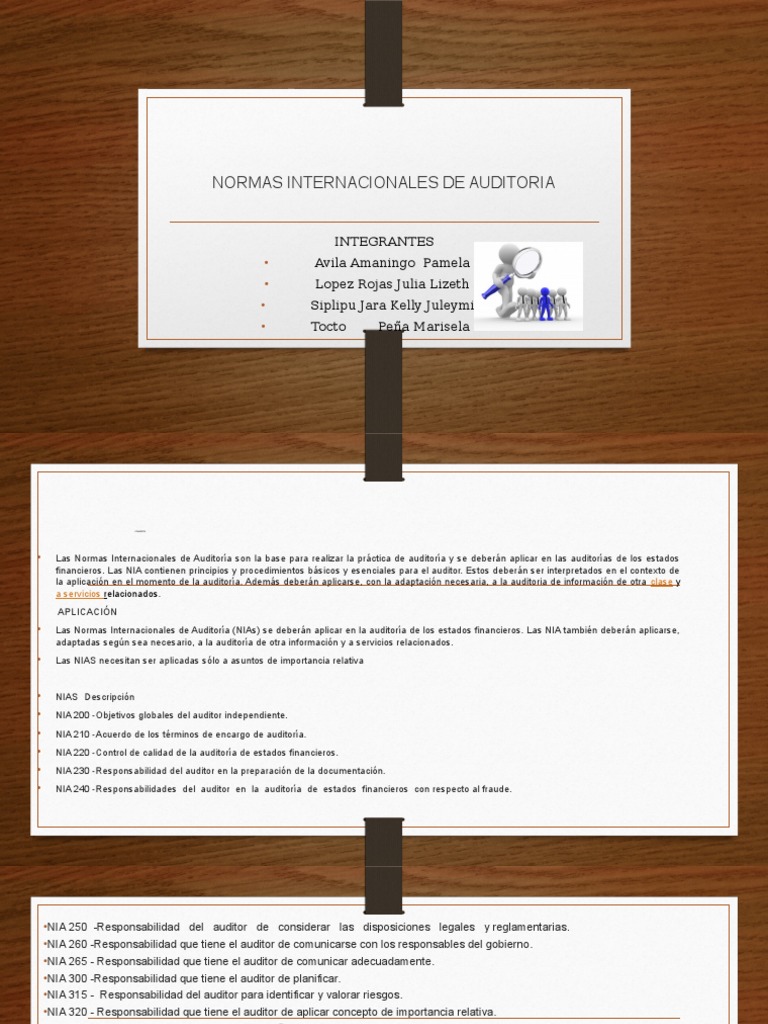 Normas Internacionales de Auditoria Diapositivas | PDF | Auditoría ...