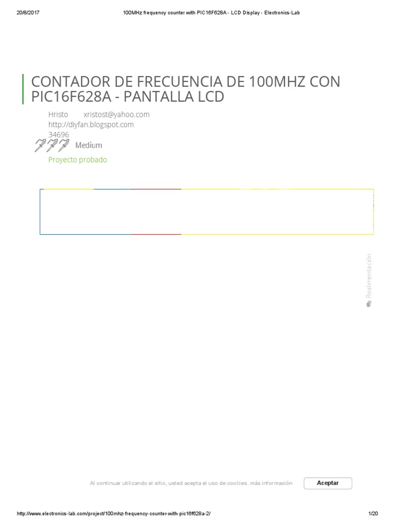 100MHz Frequency Counter With PIC16F628A LCD Display Electronics