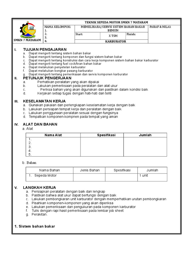 Memelihara Servis Sistem Bahan Bakar Bensin Sekilas Bahan
