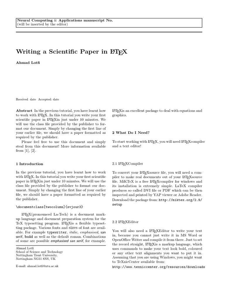 Latex scientific paper template two columns picture