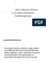 Philippine Literary History from Pre-Colonial to Contemporary (38 characters