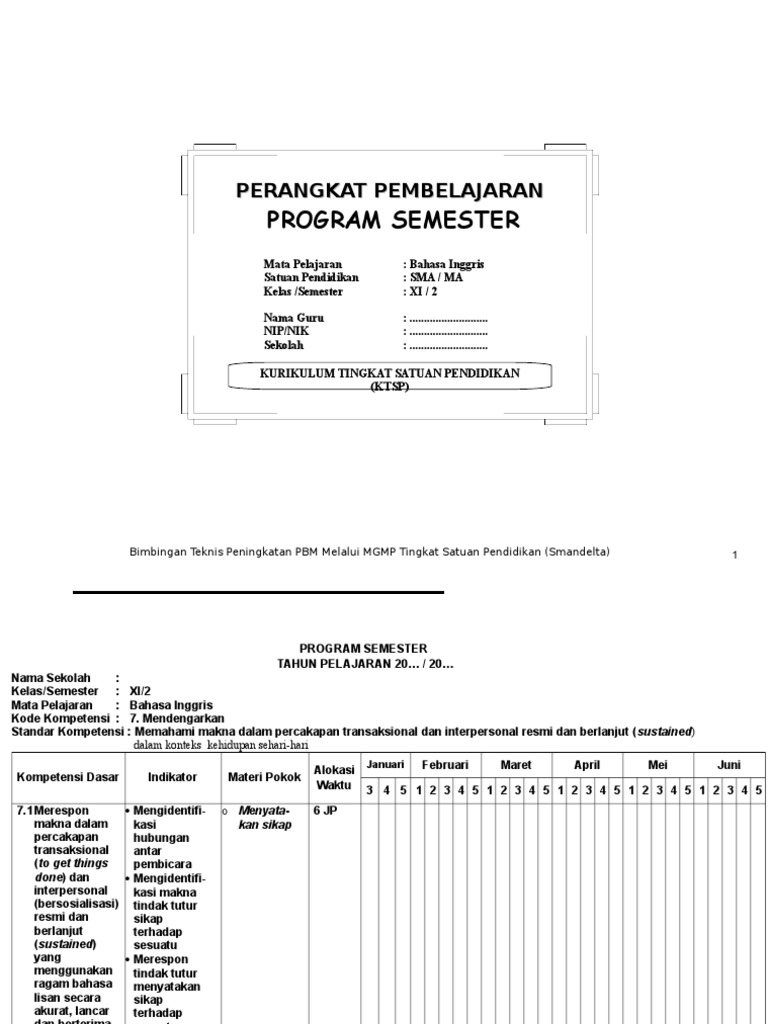 Program Semester Bhs Inggris Kelas Xi Semester 2