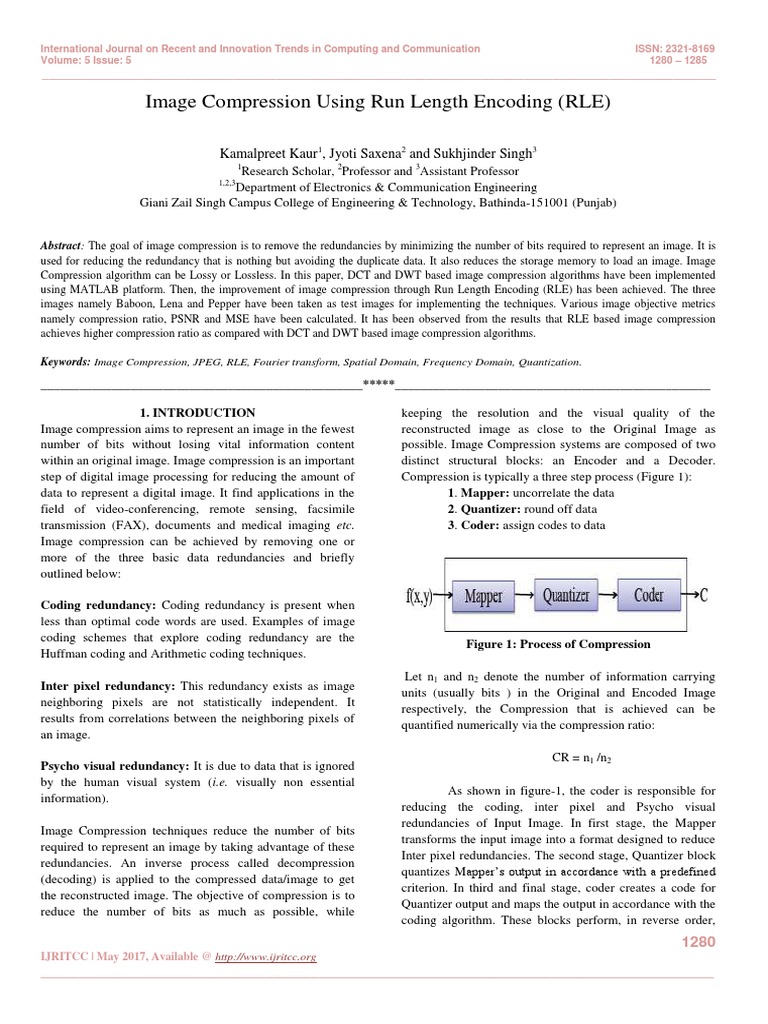 Image Compression Using Run Length Encoding (RLE) | PDF | Data ...