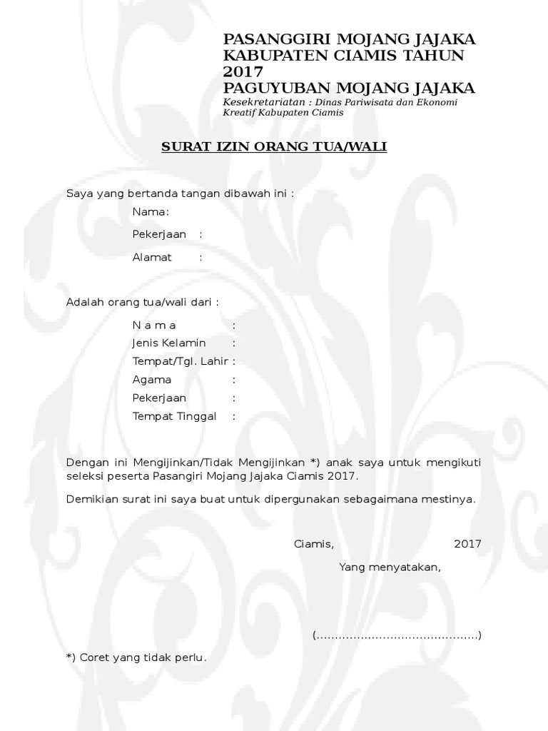 Surat Izin Orangtua Doc
