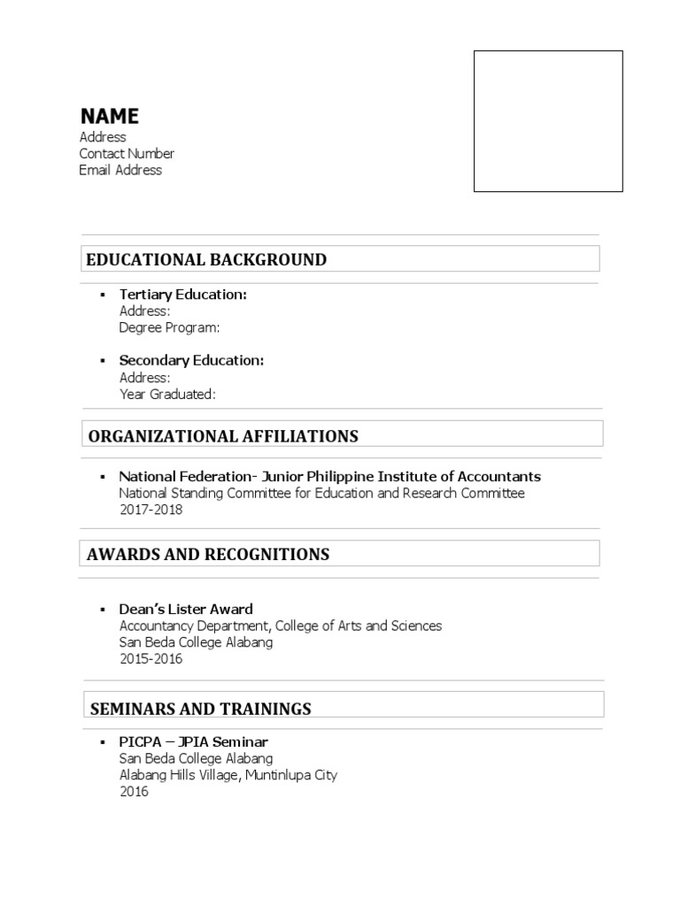 NFJPIA1718 Resume Pro Froma 2 | PDF | Career & Growth
