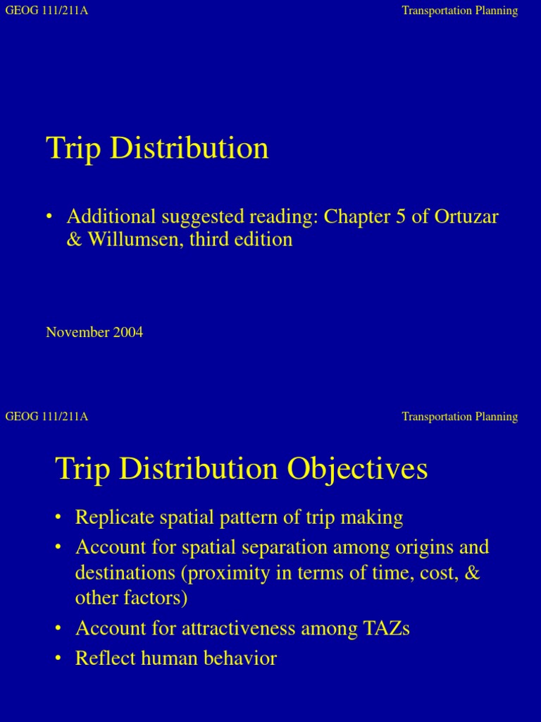 Trip Distribution in Transportation Planning | PDF | Matrix ...