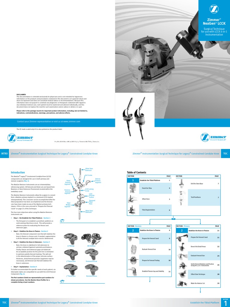 Zimmer Nexgen Lcck Surgical Technique Knee Musculoskeletal System