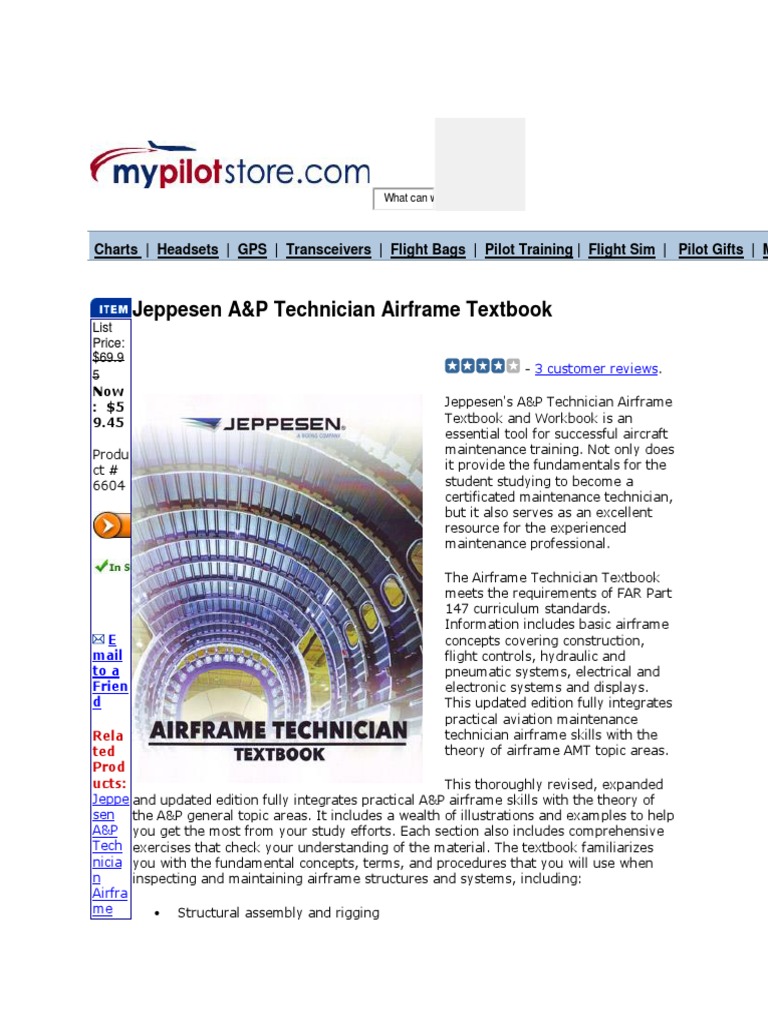 Jeppesen A&P Technician Airframe Textbook PDF Textbook Aerospace