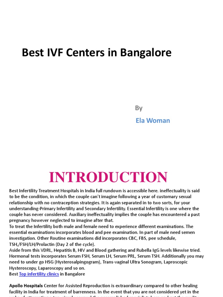 Top IVF Centers in Bangalore | PDF | In Vitro Fertilisation | Infertility