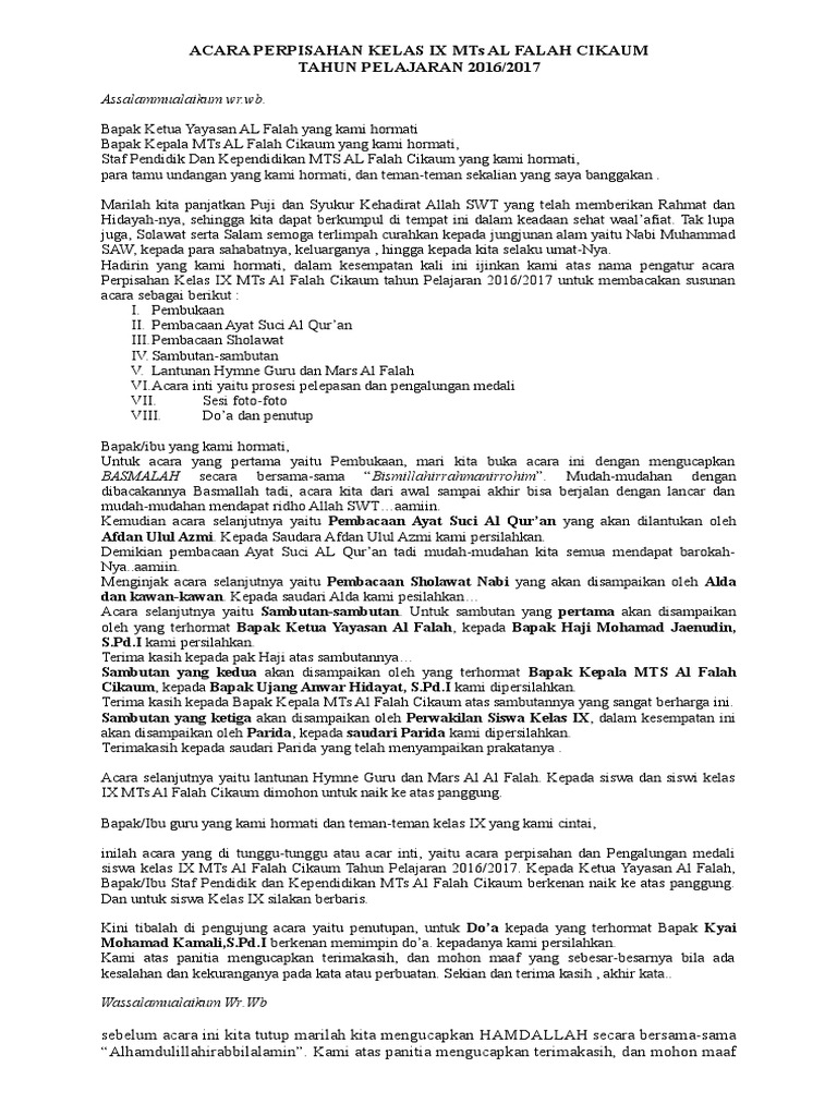 Mc Acara Perpisahan Kelas Ix