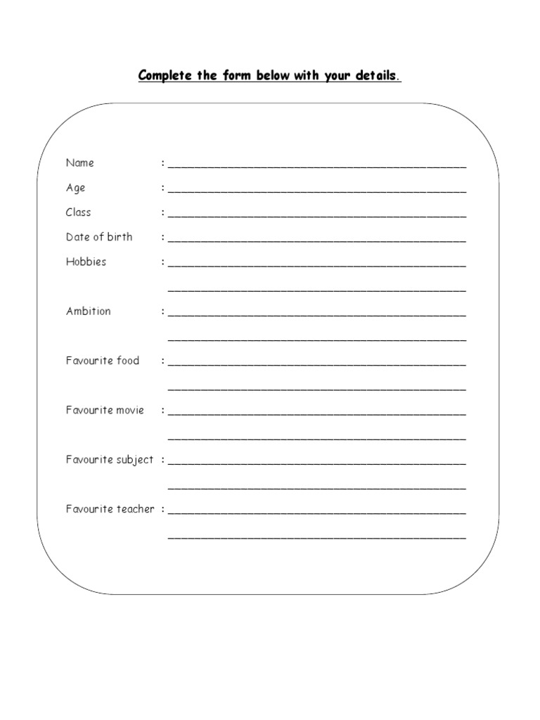 Complete The Form Below With Your Details | PDF