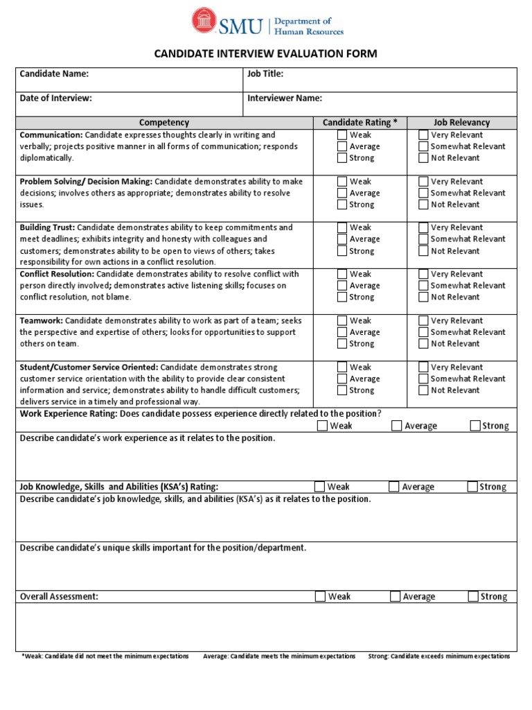 Candidate Interview Evaluation Form | PDF | Epistemology | Cognition