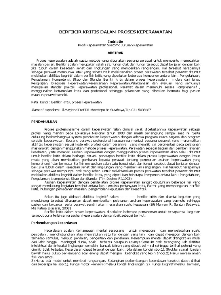 Jurnal Berpikir Kritis Bu Heni