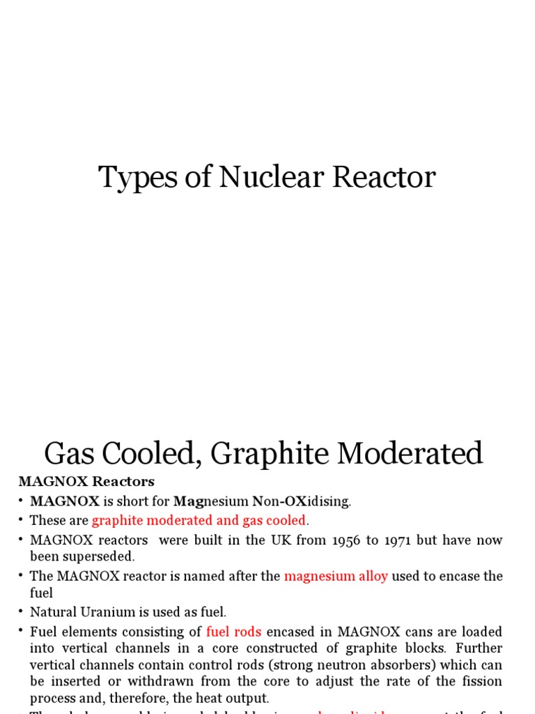 Overview of Nuclear Reactor Types | PDF | Pressurized Water Reactor ...