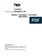 Parts Reference List MODEL: FAX1860C / FAX1960C / MFC3360C: Facsimile Equipment