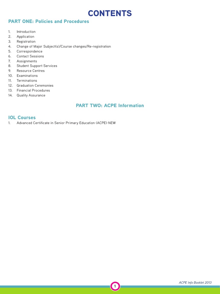 ACPE Info Booklet Overview 2013 | PDF | Mail | University And College ...