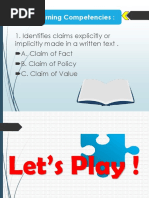 GRADE 11 - Reading and Writing Claim , Fact , Value 