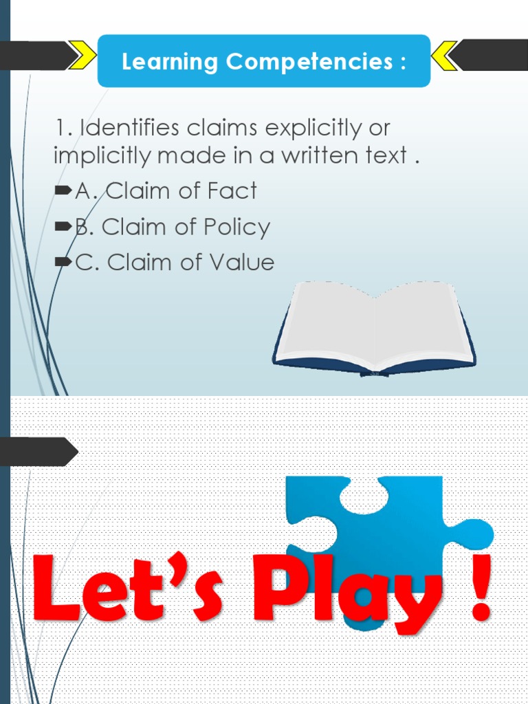 GRADE 11 Reading and Writing Claim , Fact , Value Morality Politics