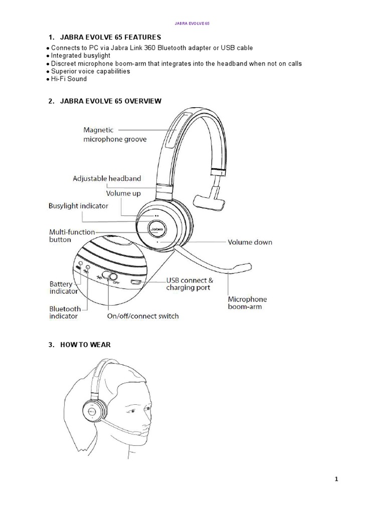 Jabra Evolve 65 User Manual | PDF | Usb | Consumer Electronics