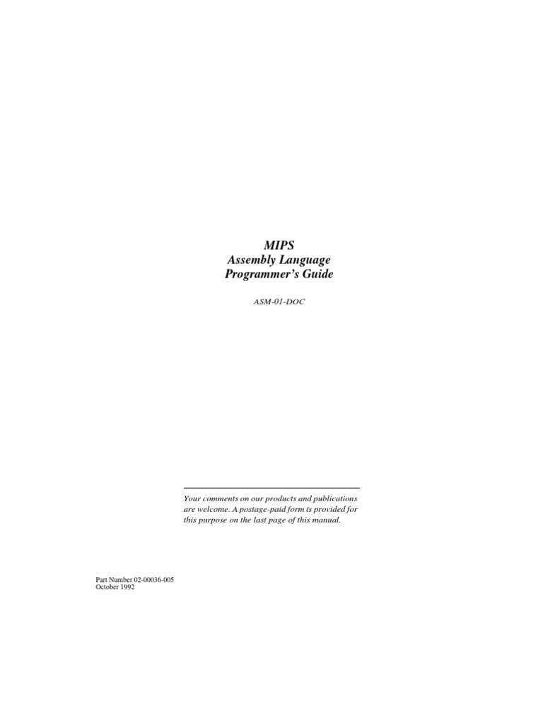 MIPS Assembly Language Programmer's Guide | PDF | Assembly Language ...