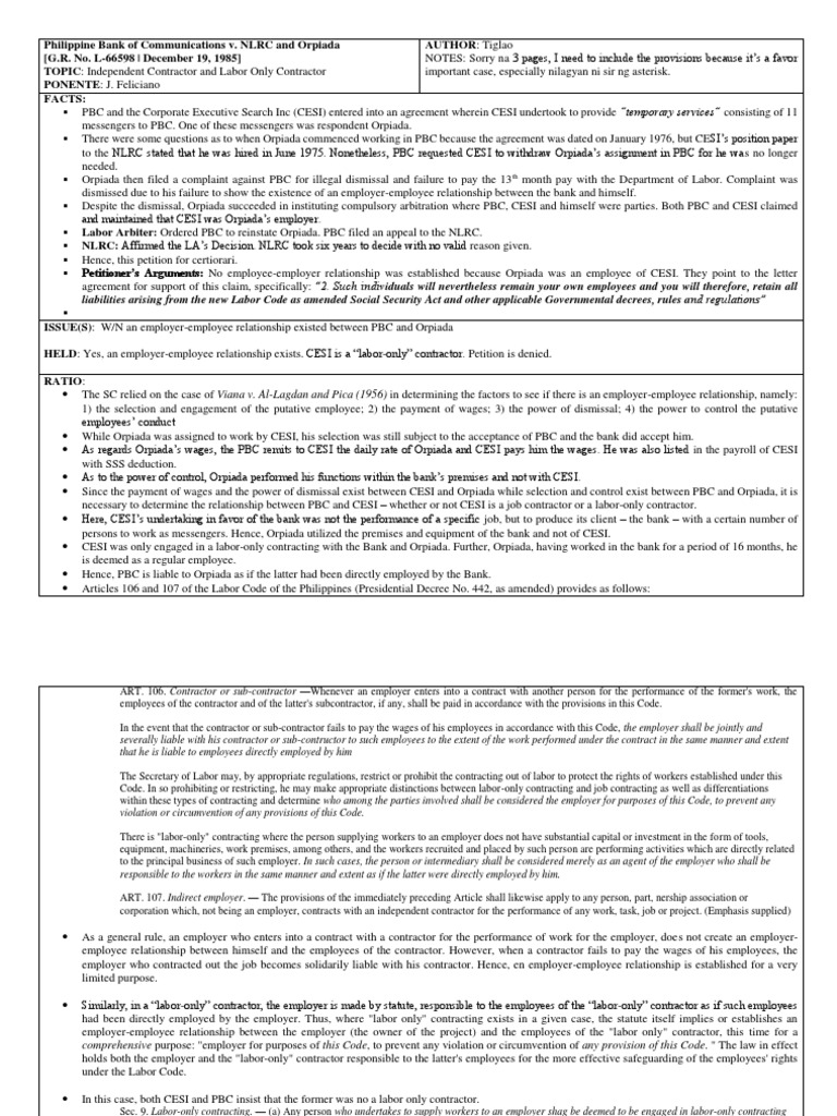 Liabilities Arising From The New Labor Code As Amended Social Security