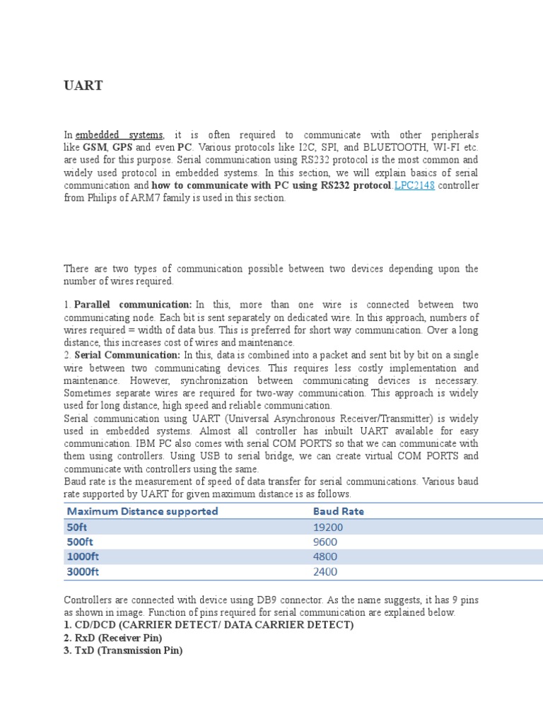 Embedded Systems 1. CD/DCD (Carrier Detect/ Data Carrier Detect) 2