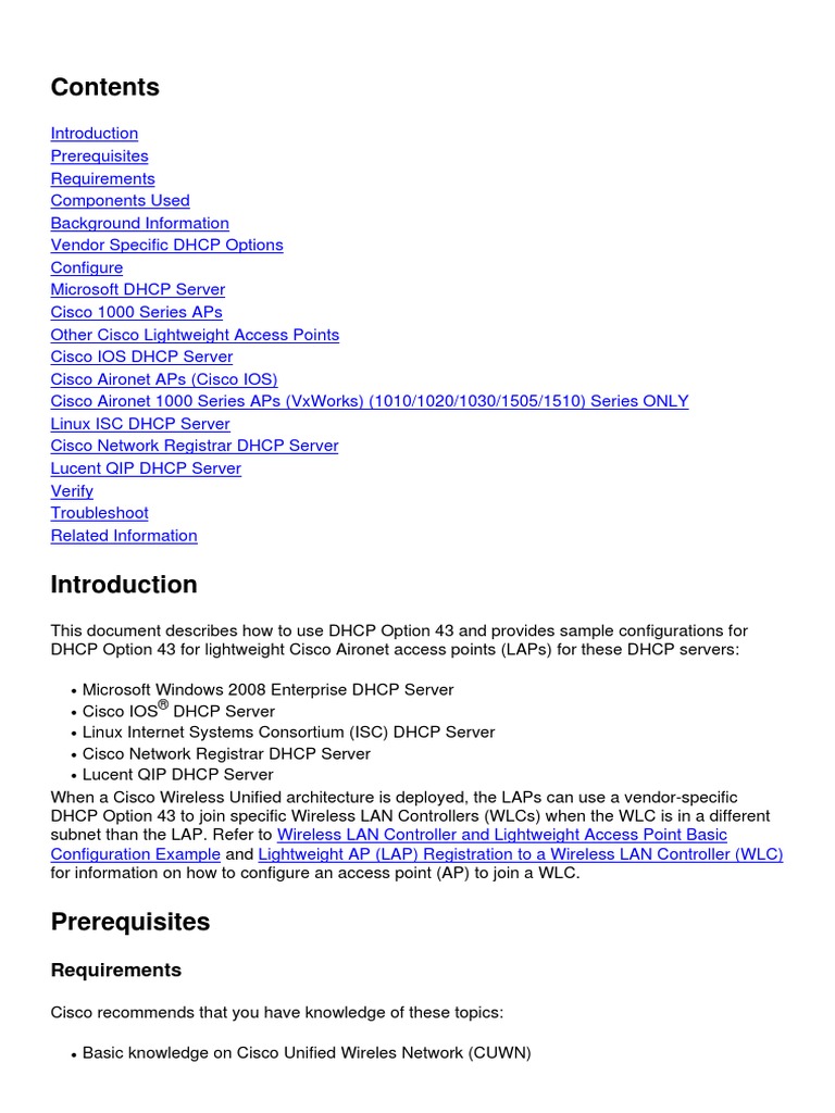 DHCP Option 43 00 | PDF | Ip Address | Command Line Interface