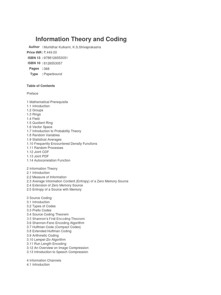 Information Theory and Coding Guide | PDF | Forward Error Correction | Code