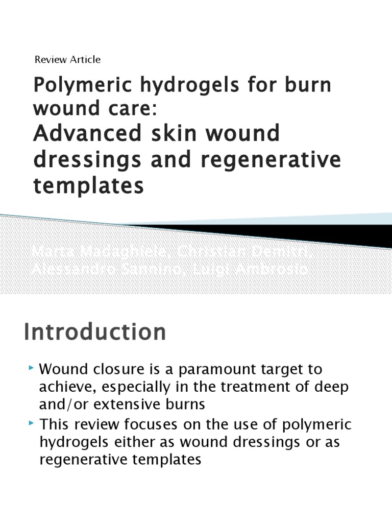 Polymeric Hydrogels For Burn Wound Care | PDF | Wound Healing | Gel