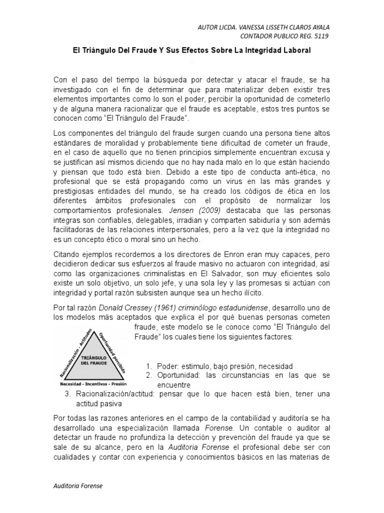 Triángulo del Fraude y su Impacto Laboral | PDF | Auditoría | Contabilidad