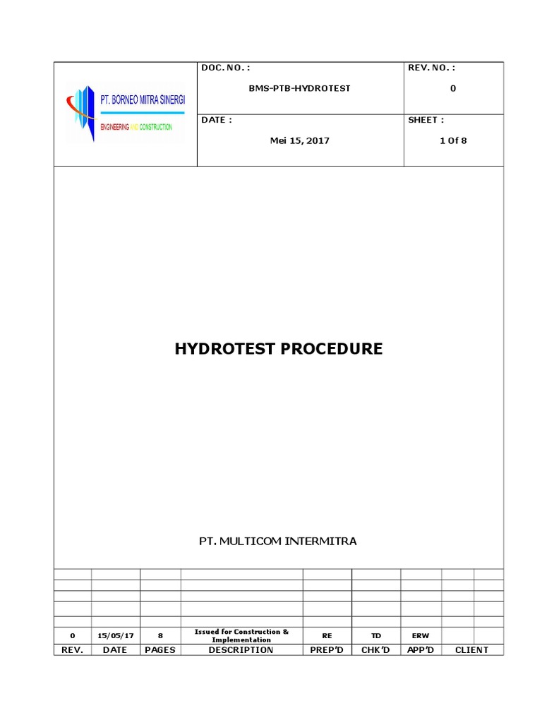 Hydrotest Procedure PDF