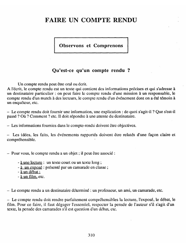 Ecrire Un Compte Rendu Doc 1  PDF