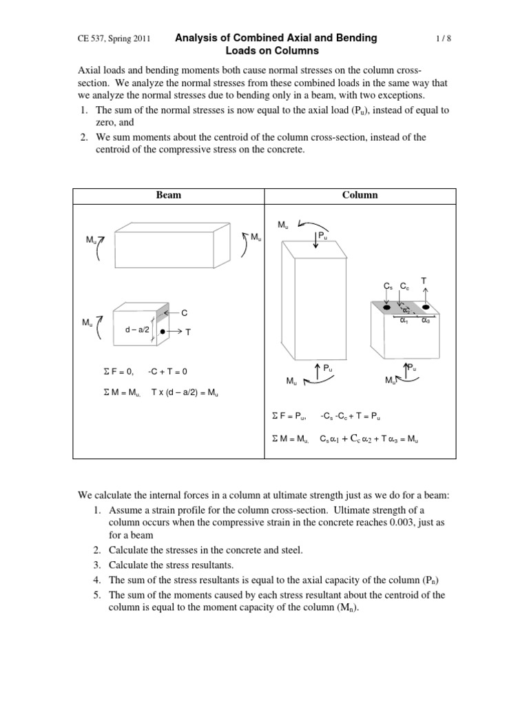 Axial and Bending Loads on Columns | PDF | Bending | Beam (Structure)